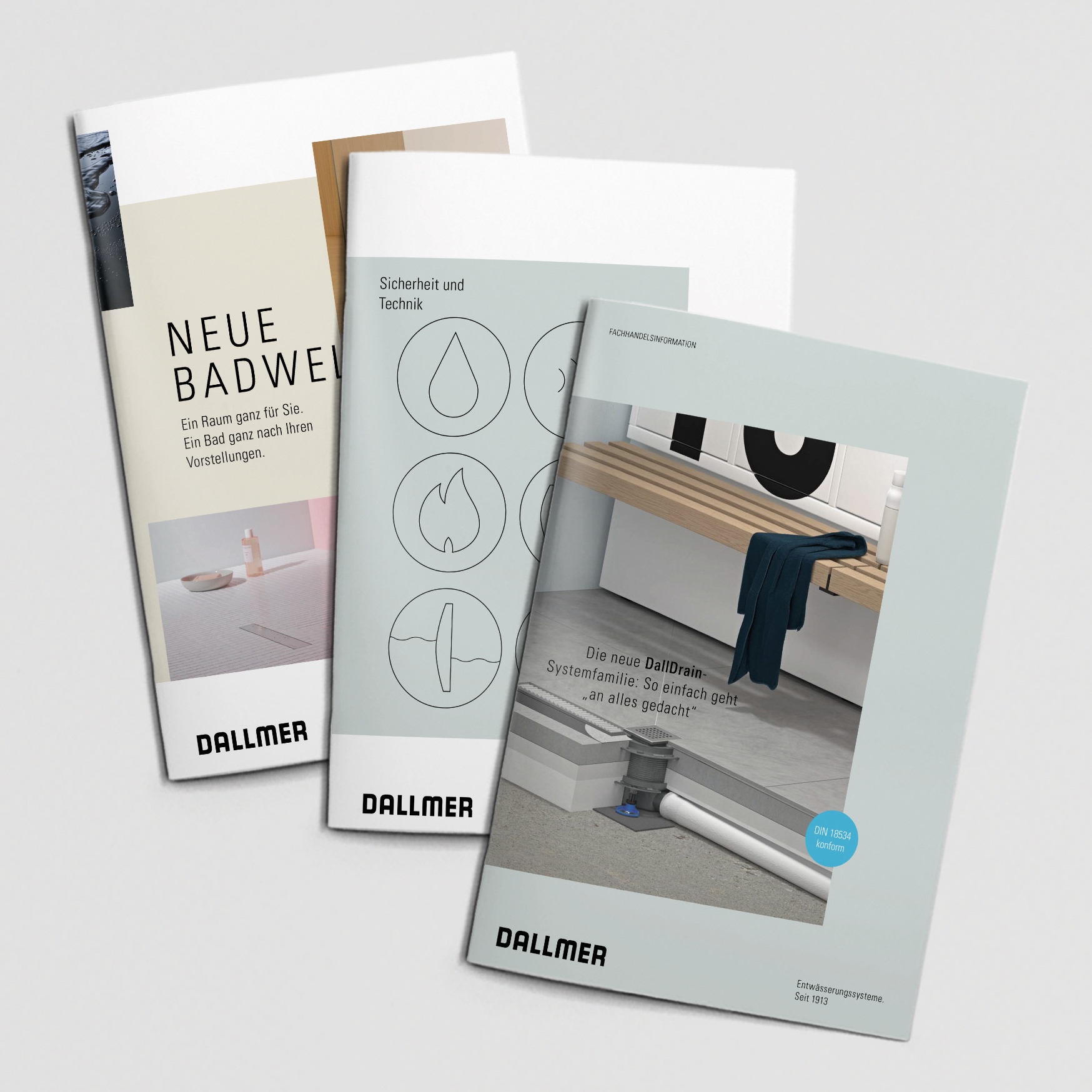 Entwässerungsspezialist Dallmer hat drei neue Broschüren sowohl für Fachpublikum als auch für Privatpersonen aufgelegt, die zudem online auf der Dallmer-Website abrufbar sind. Foto: Dallmer GmbH + Co. KG