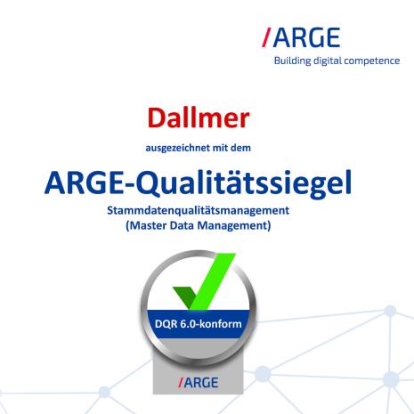 Optimal master data - Dallmer awarded the ARGE seal of quality